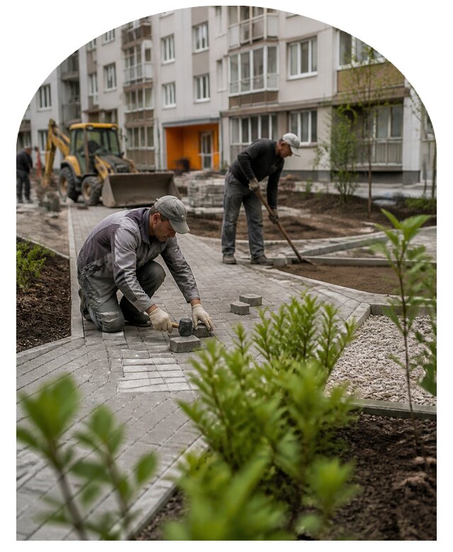 Благоустройство двора многоквартирного дома в Кохме
